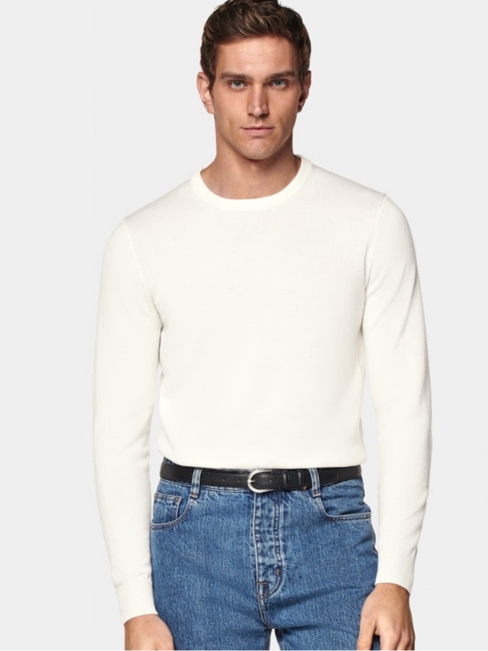 Suit supply Off-White Merino Crewneck Sweater Pure Wool Size M
